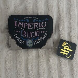 HP Black Wallet with Pastel Purple & Blue Spell Design